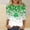 A893 Multicolor, variant on St. Patrick's Day T-Shirt for Women Clover Graphic Three Quarter Sleeve Crewneck Soft Breathable Fabric Festive Novelty Clothes