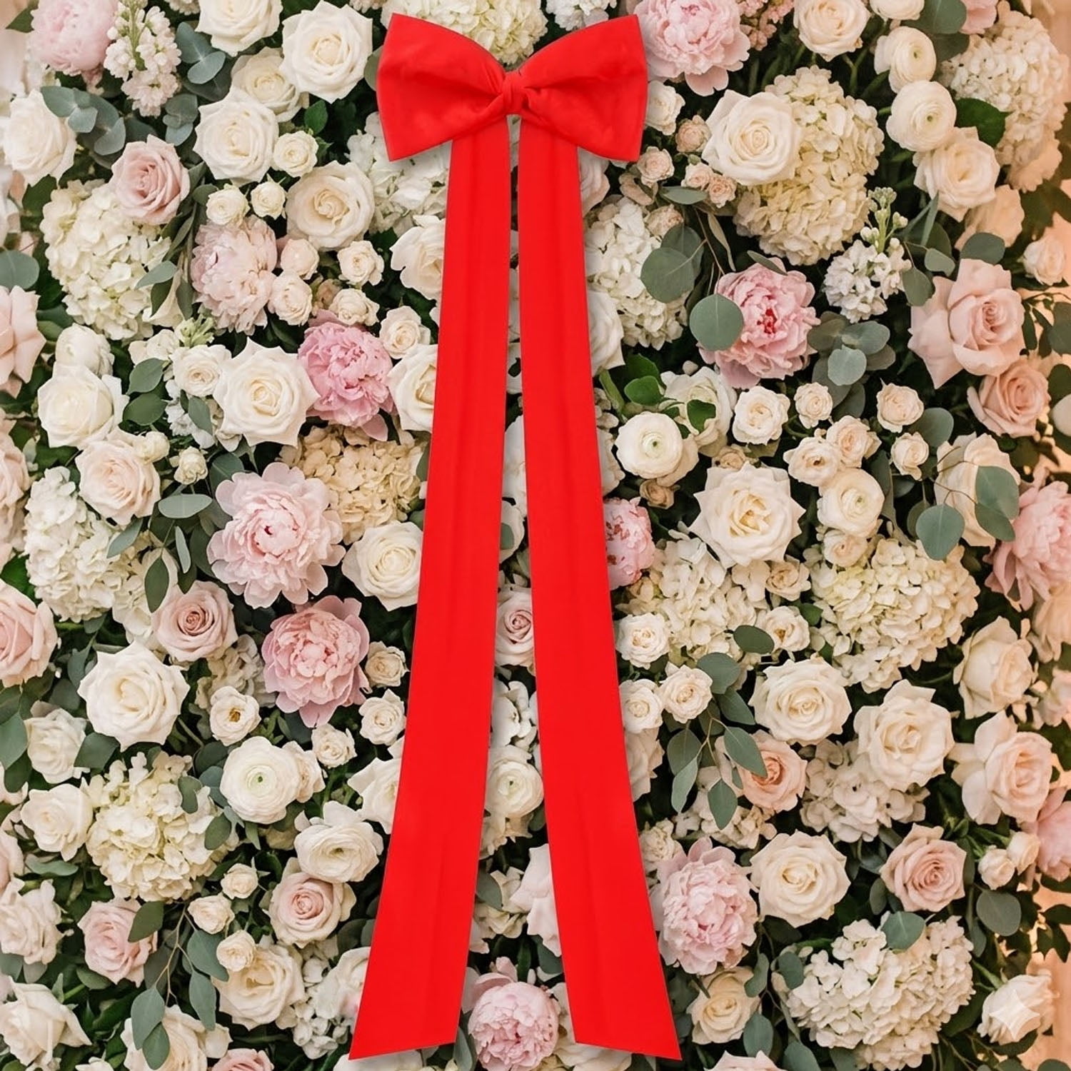 Meikd Extra-Large Decorative Bow: Giant Bow with Long Tassels—Perfect for Gift Decorations, Wedding Arches, Holiday Parties, and Christmas Trees (Red)