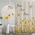 thumbnail image 4 of Home Sweet Home Bathroom Shower Curtains with Hooks, Watercolor Spring White Yellow Floral Butterfly Linen Texture Waterproof Fabric Washable Shower Curtain for Home Hotel Bathtub Decor 36x72 Inch, 4 of 8
