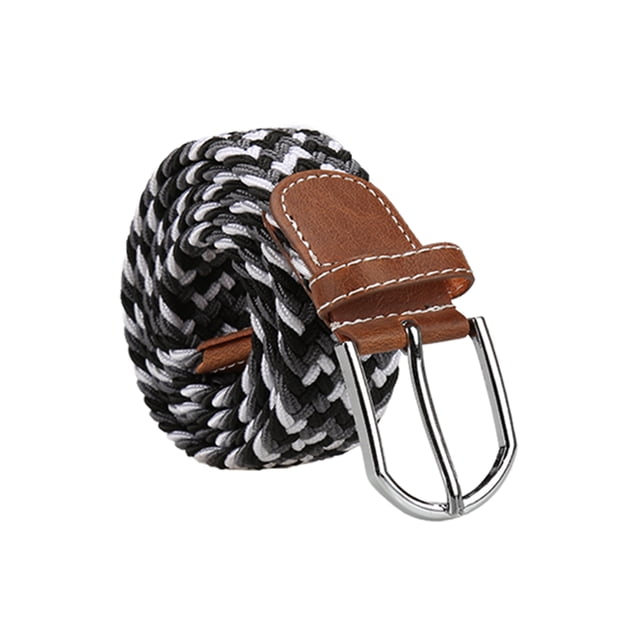 Cinturón Elástico de tejido con Hebilla de metal transpirable Ajustable unisex Negro Gris un tamaño uxcell