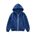 thumbnail image 4 of Lutiedan Zip up Sherpa Jacket for Girls Fuzzy Fleece Hooded Warm Outerwear Lightweight Casual Winter Coat with Pockets Size 5-15,Blue, 4 of 7