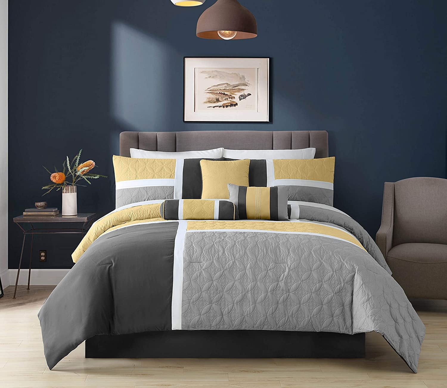 Chezmoi Collection 7-Piece Medallion Patchwork Comforter Set