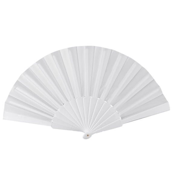 ckepdyeh Plastic Fabric Hand Foldable Fan for Ladies Men White Ha nd fan