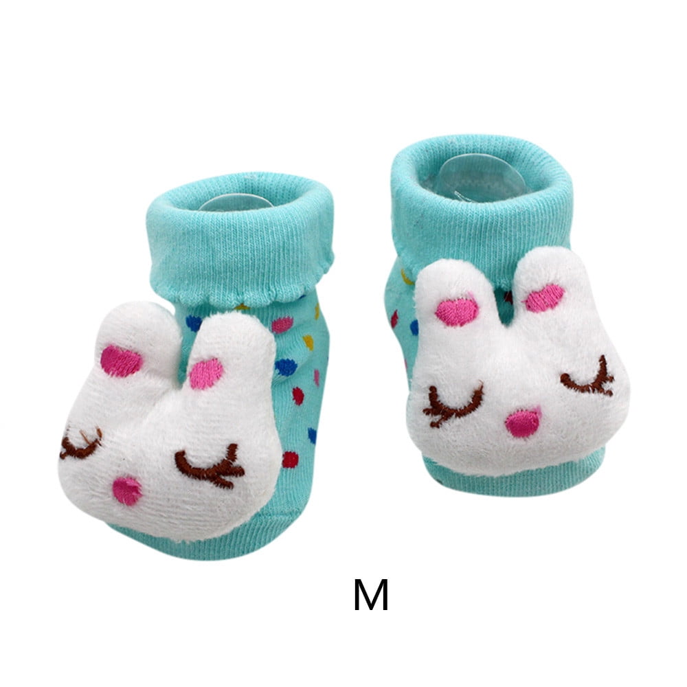 Cartoon Socks Kids Baby Girls Boys Anti-Slip Warm Socks Slipper Shoes Boots A2