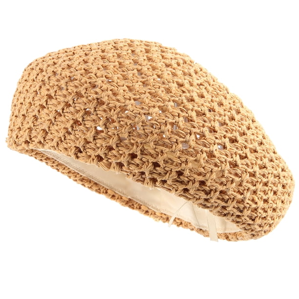 Boina tejida de paja sombrero clásica boina francesa boina decorativa para mujeres niñas