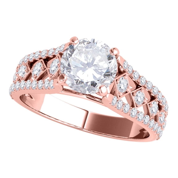 Mauli Jewels 3/4 Carat Diamond Halo Engagement Ring for Women in 14K Rose Gold, Brilliant Cut Round Diamond 4 Prong Forever Ring, Bridal Ring