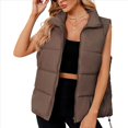 thumbnail image 2 of Chaleco Acolchado para Mujer, Abrigos de Abrigo, Chaquetas y Abrigos con Bolsillos. Marrón XL, 2 of 8