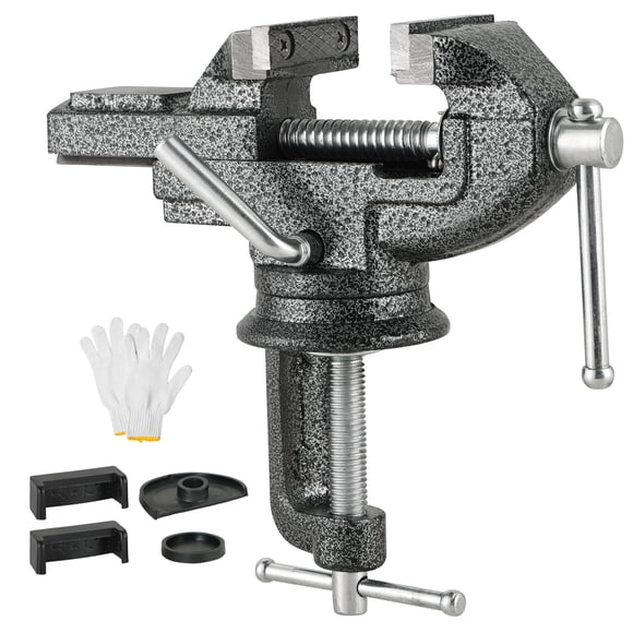 DASBET Table Vise Universal 3 Inch Work Bench Vice Clamp- 360°Swivel Base Bench Clamp Home Vise Clamp for Woodworking, Metalworking,Handcraft Creati