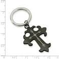 thumbnail image 2 of Stainless Steel Polished Laser Etched Black Plated Religious Faith Cross Key Chain - Key Chain for Men, 2 of 5