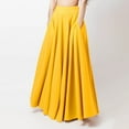 thumbnail image 2 of ZOHIUM Womens Skirts Womens Skirts Women Fashion Loose Casual Long Large Solid Pleated Skirt Elastic Waist Skirt Skirts for Women Trendy Summer High Waisted Skirts for Women (Yellow,L), 2 of 6