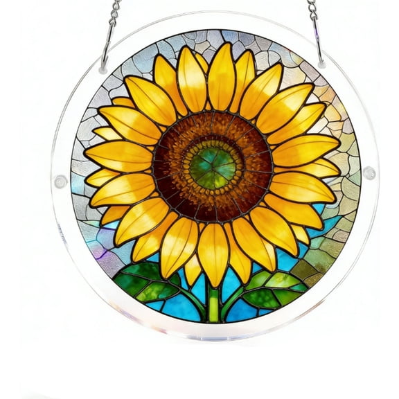 FastXmas Acrylic Puzzles Window Hanging Decor, 7.4 Inch Sun Catcher Pendant Ornament with Different Flowers Pattern Puzzles for Home Tree Patio Decor Gift for Mom Mother Men Friends