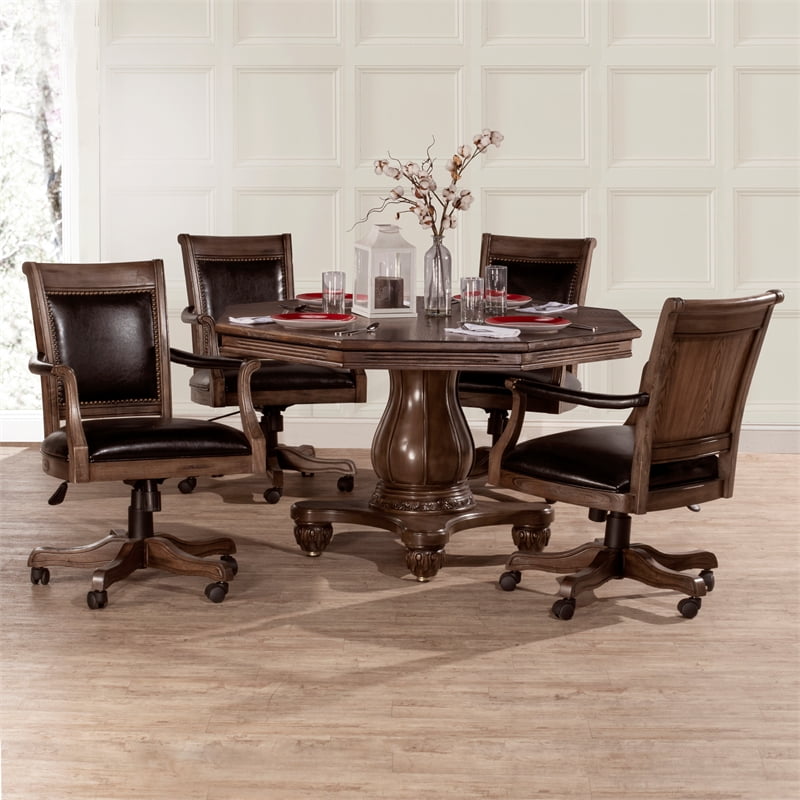 Hilale Furniture Freeport 5 Piece, Leather Game Table Chairs