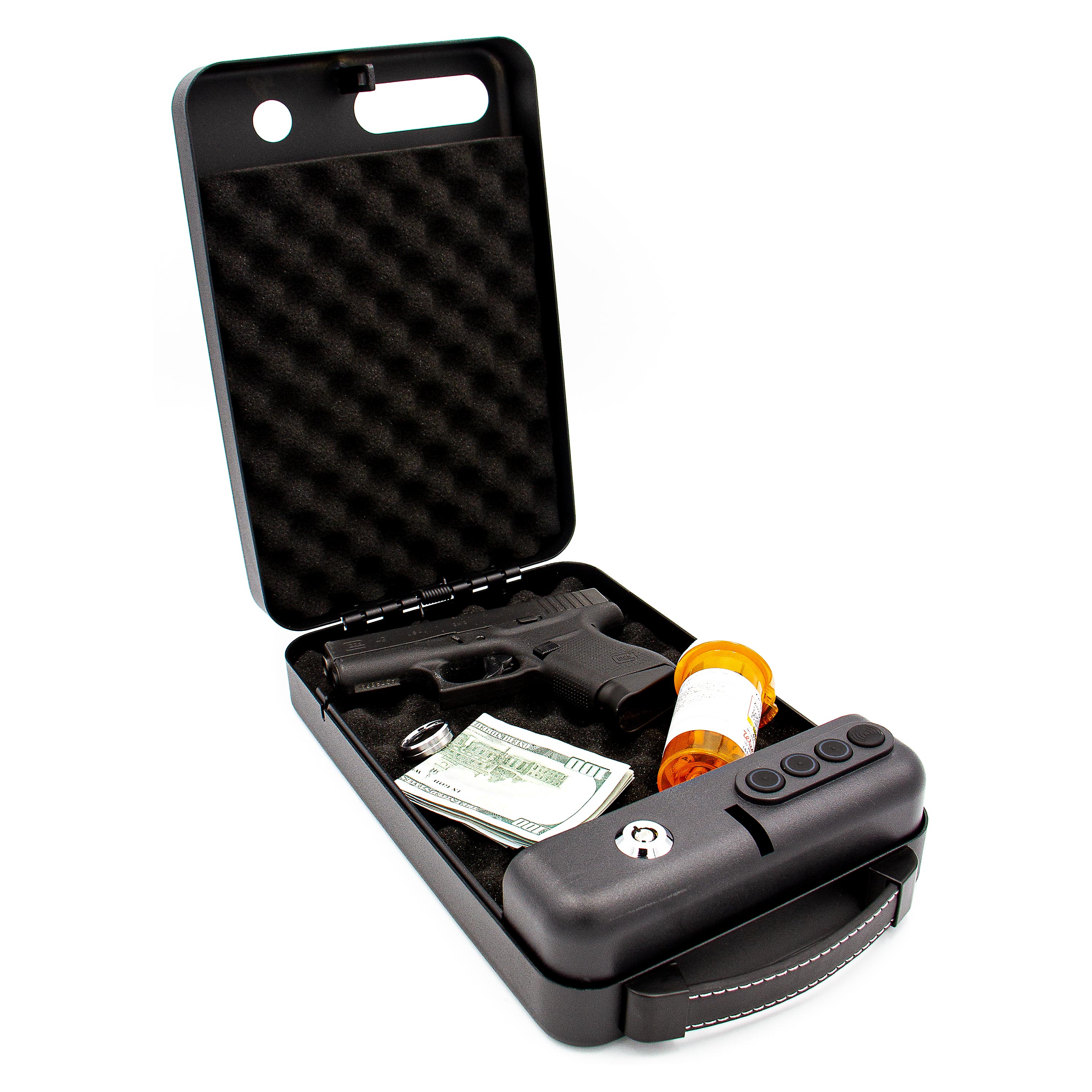 Machir Deluxe Portable Radio Frequency Identification Gun Safe with Digital  Backlit Code.