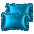 thumbnail image 1 of Unique Bargains Retro Satin Ruffle Pillowcases Envelope Closure 2pcs, 1 of 8