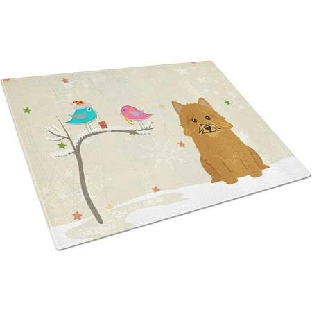 

Myst Design BB2492LCB Christmas Presents between Friends Norwich Terrier Glass Cutting Board Large Decorative Tempered Glass Kitchen Cutting and Serving Board Large Size Chopping Board