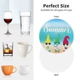 thumbnail image 6 of Naloa Hello Summer Gnome 1 Leather Coasters for Drinks, Durable Drink Coasters 4 Set for Tabletop Protection, Luxurious Home Décor and Housewarming Gift ( {designName})Round Shape, 6 of 6