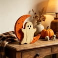 thumbnail image 6 of Aoznliie Halloween Decor, Hand Carved Wooden Ghost Ornament for Tabletop, 6x5 inch Cute Figurine for Indoor Display, White, 6 of 6