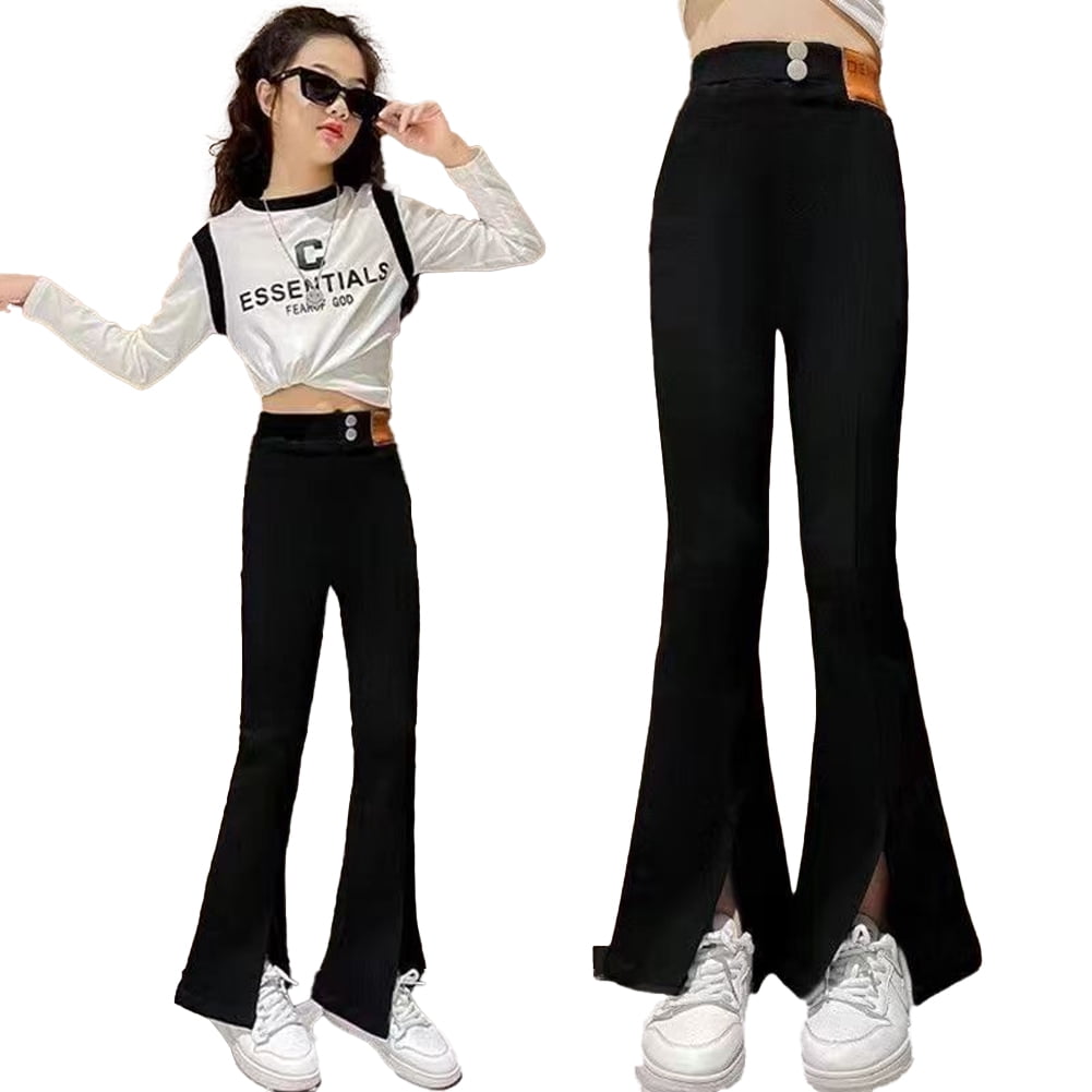 Teenage Girls Flare Pants Spring New Black Casual All-match Pants