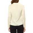 thumbnail image 3 of Allegra K Women's Satin Top Turn Down Collar V Neck Long Sleeve Button Down Shirt Blouse, 3 of 6