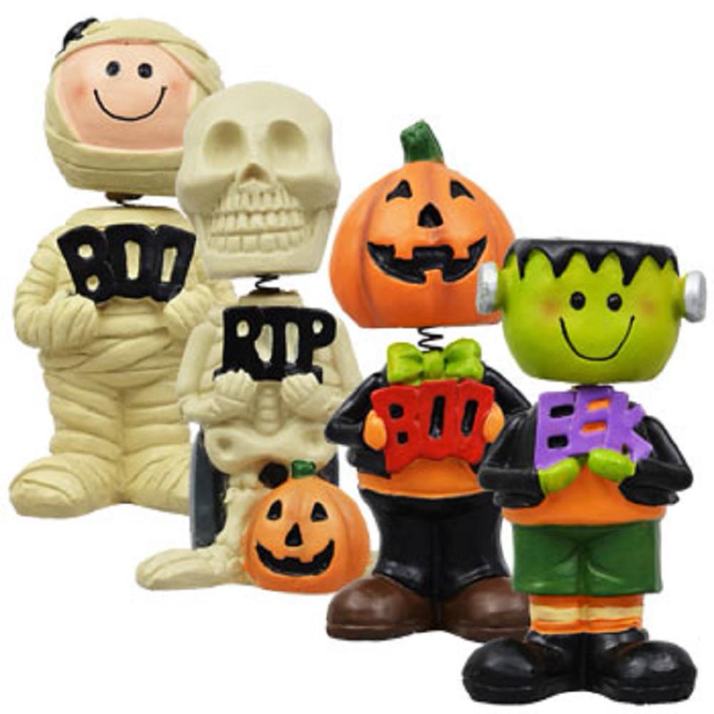 Halloween Bobblehead Set of 4 Includes Skeleton, Mummy, Frankenstein