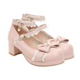 thumbnail image 1 of Lolita Shoes Pink Bow-Knot Round-Toe Shoes for Female 1Pair, 1 of 3