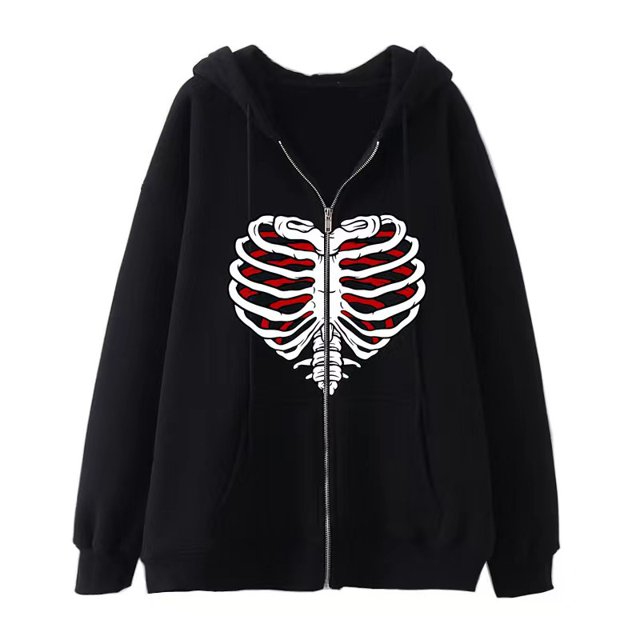 Veste Imprimée Style Fermeture Éclair Love Bones Series y2K