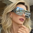 thumbnail image 2 of Oversized One Lens Goggle Sunglasses Retro Men Women Shades UV400 Vintage Glasses, 2 of 4