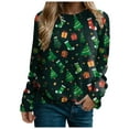thumbnail image 7 of UngA Women's Christmas Sweatshirts Xmas Women Drop Shoulder Sweatshirt Long Sleeve Pullover Tops Woman Sweatshirt (Dark Green,S), 7 of 7