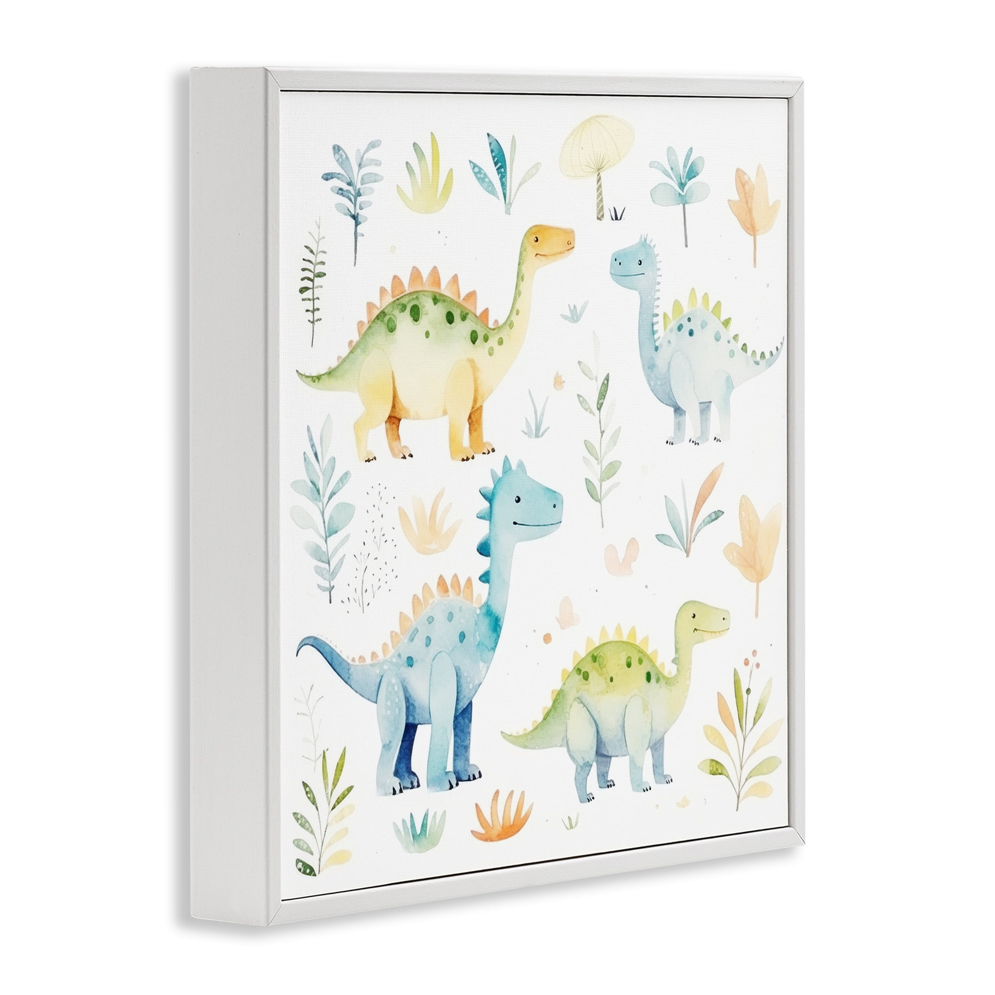 Stupell Industries Different Dinosaur Wonders White Framed Giclee Art, design by Lazar Studio