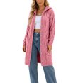 thumbnail image 4 of JUUNthy Womens Cable Knit Cardigan, Hooded Button Front Long Sleeve Casual Fall Winter Sweater Coat Red M, 4 of 14