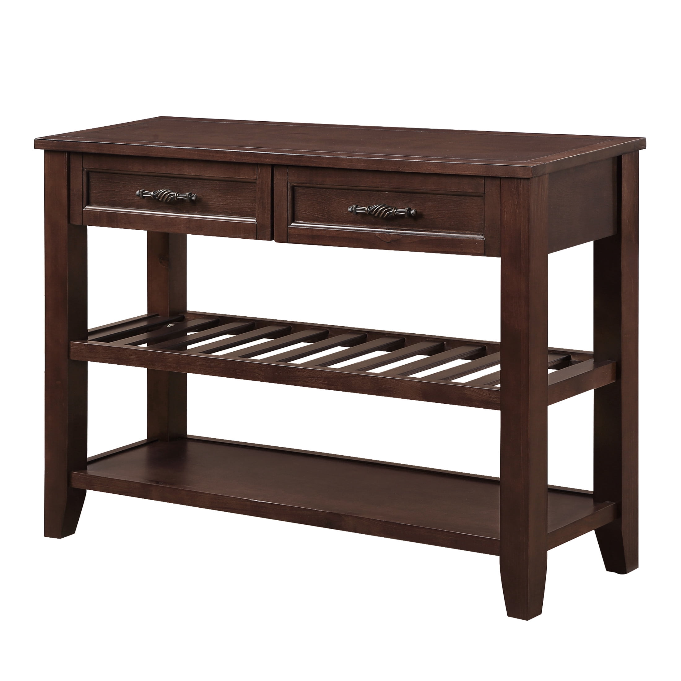 Noble House Heather Console Sofa Table, Pine Wood Frame with Drawers and Shelves for Entryway or Living Room, Espresso