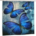 thumbnail image 2 of Blue Butterfly Shower Curtain Vintage Butterfly Bathroom Shower Curtains Farmhouse Butterfly Bathroom Decor Shower Curtains Fabric Polyester Waterproof with Plastic Hooks 72" X 72", 2 of 6