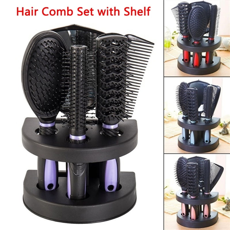 5PCS Hair Brush Comb Set with Shelf Hair Styling Tools Hairdressing Combs Set Gift Professional