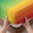 thumbnail image 3 of Twin Sze Fitted Sheet Set - Colorful Striped Ombre 2 Piece Bedding Sets 16" Deep Pocket Fitted Sheet with 1 Pillowcase, Rainbow Stripes Modern Abstract Art Brushed Microfiber Hotel Luxury Bed Sheets, 3 of 9