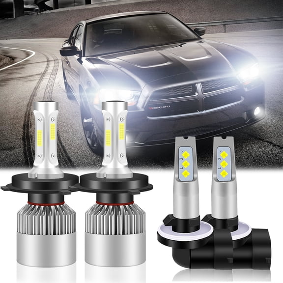 For 2006-2015 Dodge Attitude LED Headlight Bulbs 9003/H4 High/Low Beam 881 Fog light Bulbs 4pc