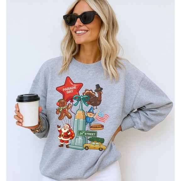 Thanksgiving Sweatshirt, thanksgiving day parade Oversized Crewneck, New York Graphic Pullover, Thanksgiving Outfit, All Size S-5Xl