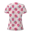 thumbnail image 3 of Goofa Floral Strawberr Pattern Womens Deep V Neck Low Cut Tops Casual Summer Short Sleeve Ribbed Knit T-Shirts-Medium, 3 of 5