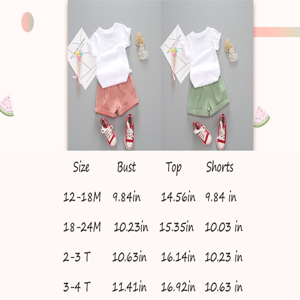YOUNGER TREE Baby Girl Summer Clothes Toddler Girl Watermelon T-Shirt Linen Shorts with Belt Outfits Little Girl Clothes 2pcs Set