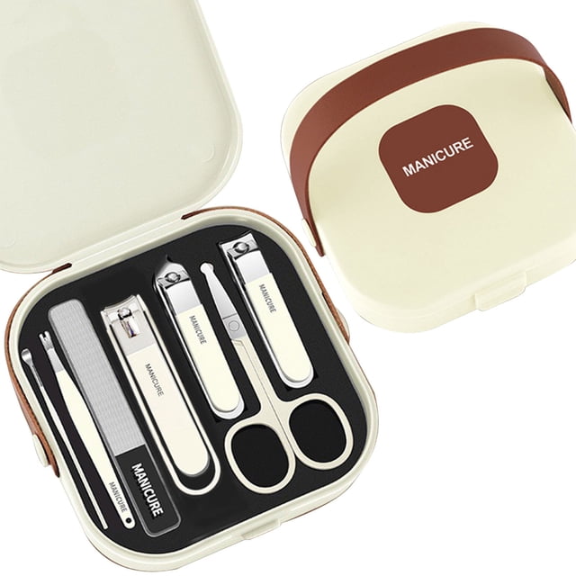 Juego de cortaúñas portátil antisalpicaduras, 8 piezas, herramientas de manicura con tijeras y cortaúñas, etc.