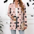 thumbnail image 2 of WTOBBY Women's Lightweight Open Front Cardigan Sweater Long Sleeve Casual Loose Thin Knit With Pockets Halloween Print Cover Up Top For Fall Layering,Pink M, 2 of 6
