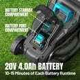 thumbnail image 4 of Mightymow Cordless Lawn Mower, 20V Electric Lawn Mowers, 13 inch, Brushless Motor, 5 Heights Adjustment, with 2*4.0Ah Battery and Charger, for Garden/Yard/Farm, 4 of 8