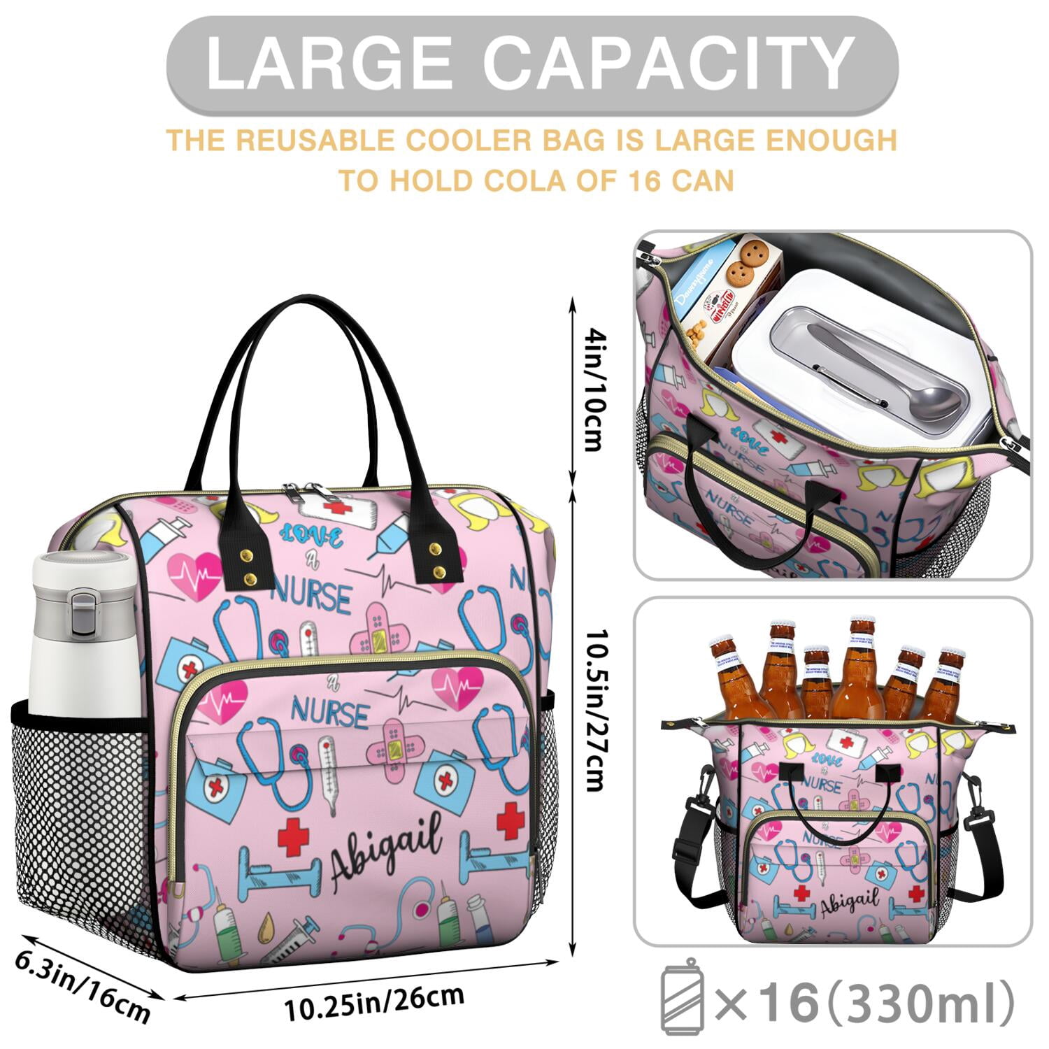 Cute Nurse Aesthetic Leakproof Cooler Bag - Large Insulated Tote for Nursing Professionals, Durable & Versatile Picnic Bag with Reinforced Handles (Ideal for Travel, Work, Saving Lives Every Day)