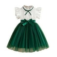 thumbnail image 2 of 4-5 Years Girls Summer Dress with Belt Chiffon Short Sleeve Midi Dress A-Line Kids Swing Party Evening Dresses Children Festive Dresses Casual Sundress Green, 2 of 5