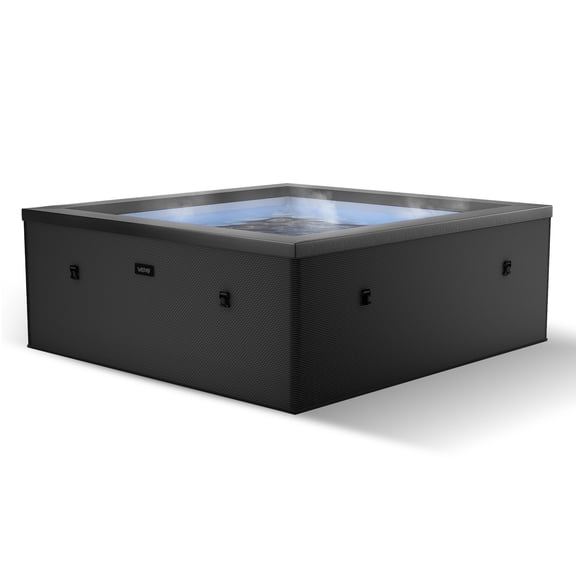 Wave Garda 4-Person Square Eco Foam Hot Tub | 70-Jet Spa, Wi-Fi Eco Heater | Charcoal Black