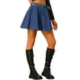 thumbnail image 4 of INSPIRE CHIC Women's Summer High Waist A-Line Mini Denim Skirt with Belt S Mid-Blue, 4 of 6
