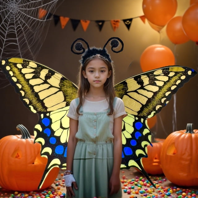 Diadema con Mariposas para Fiestas de Halloween, Juguetes para Adultos y Niños, Disfraces para Actuaciones | Material de Tela | Multicolor | 93 X 53 X 2 Cm | 200 G