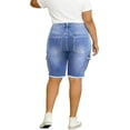 thumbnail image 6 of QERINTE Women Plus Size Jean Shorts Cargo Bermuda Shorts High Rise Casual Stretchy Womens Long Denim Shorts Summer Jorts, 6 of 6