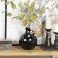 thumbnail image 2 of DecMode 11" Jug Inspired Black Ceramic Vase with Rattan Wrapped Handle, 2 of 7