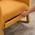thumbnail image 3 of Rocking Chair with Footrest, Yellow Accent Chair High Back Rocker with Storage Pocket, Rubber Wood Rocking Chair for Living Room Nursery Bedroom, 3 of 11