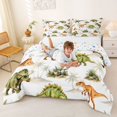 thumbnail image 3 of Homewish Wild Dinosaur Queen Comforter Set,Vintage Wildlife Comforter Sets Queen,White,Colorful Stars Reversible,3 Pieces,1 Comforter and 2 Pillowcases, 3 of 7